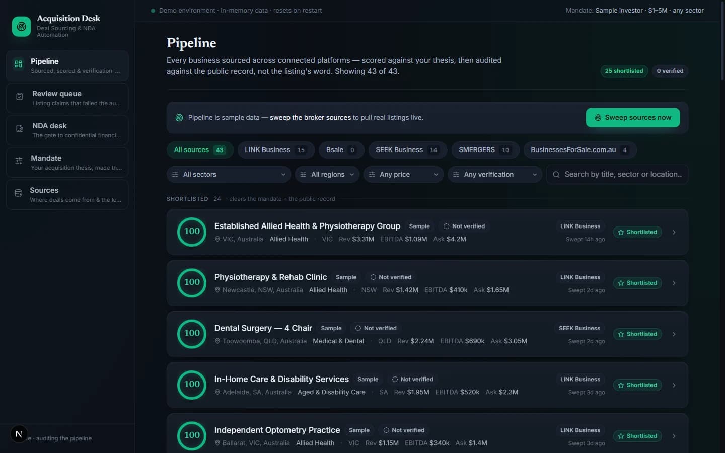 Deal Sourcing & NDA Automation — 1